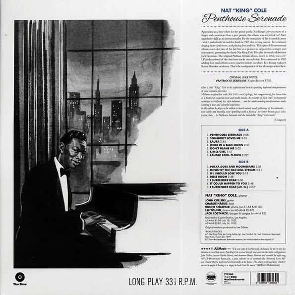 Nat King Cole LP - Penthouse Serenade: Nat King Cole At The Piano (+ 3 bonus tracks) (DMM) (ltd. ed.) (180g) (HighDef VV) (remastered)