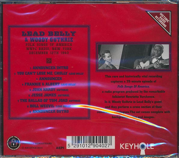 Leadbelly, Woody Guthrie CD - Folk Songs Of America: WNYC Radio New York 12th December 1940 (remastered)