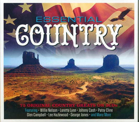 Willie Nelson, Loretta Lynn, Patsy Cline, Glen Campbell CD - Essential Country (75 tracks) (3xCD) (deluxe 4 fold digipak)
