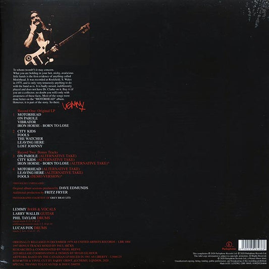 Motorhead LP - On Parole (+ 7 bonus tracks) (stereo) (2xLP) (180g) (expanded edition (remastered)) (remastered)