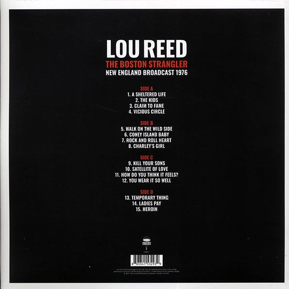 Lou Reed LP - The Boston Strangler: New England Broadcast 1976 (2xLP)