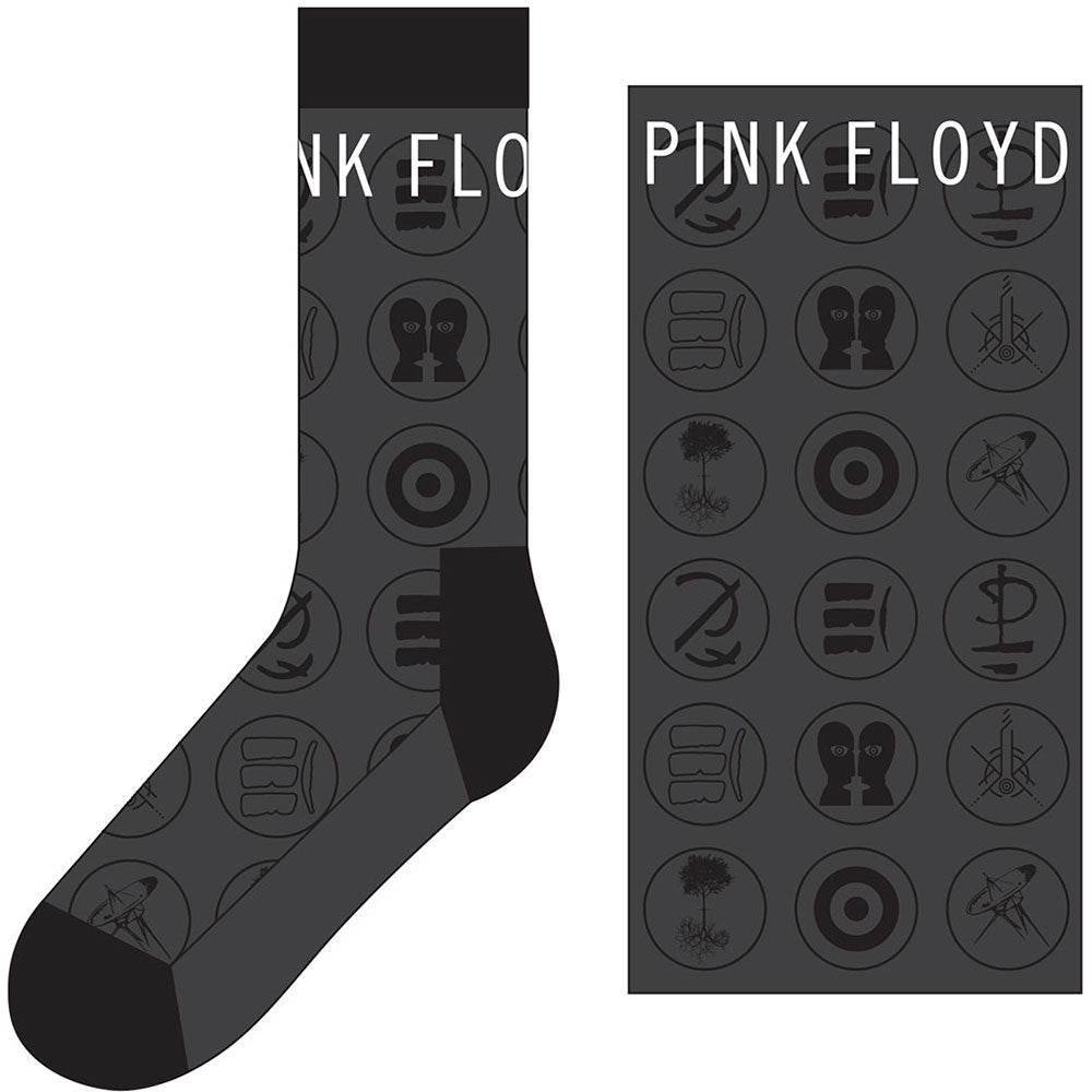 Pink Floyd Charcoal Socks - Later Years Symbols