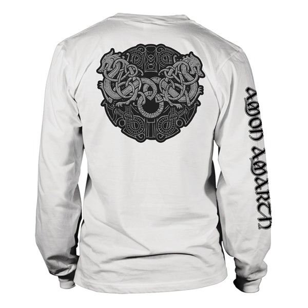 Amon Amarth Long Sleeve T Shirt - Grey Skull (White)
