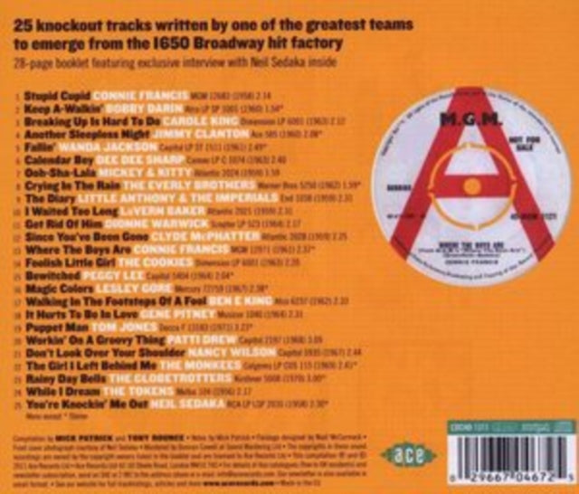 Various Artists CD - Where The Boys Are - The Songs Of Neil Sedaka And Howard Greenfield