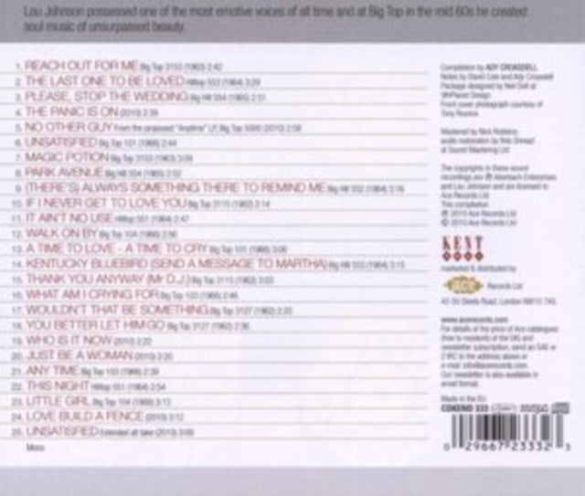 Lou Johnson CD - Incomparable Soul Vocalist