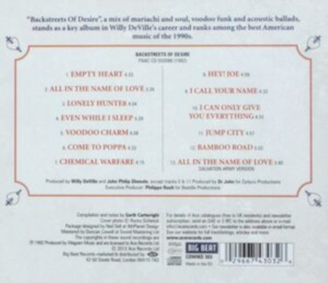 Willy Deville CD - Backstreets Of Desire