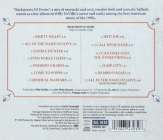 Willy Deville CD - Backstreets Of Desire