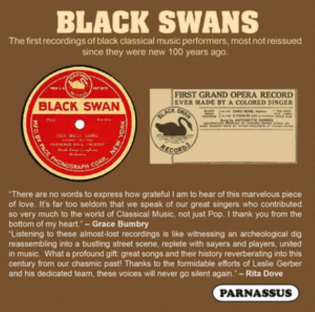Harry Burleigh / Edward H.S. Boatner / Florence Cole-Talbert / R. Nathaniel Dett / Antoinette Garnes / Roland Hayes / Clarence Cameron White / Hattie King Reavis CD - Black Swans - The Earliest African-American Classical Stars 1917-22