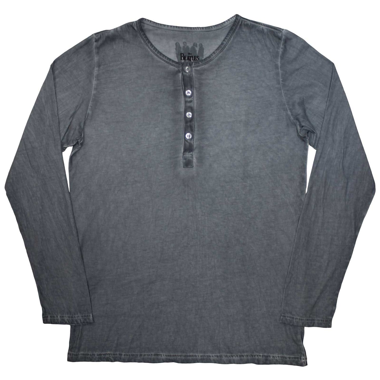 The Beatles Black Long Sleeve T Shirt - Abbey Road Back Print Stone Wash