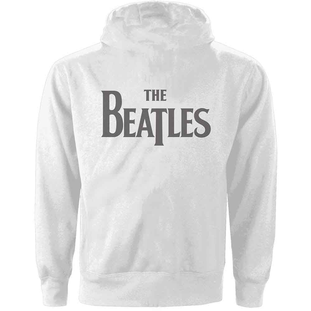The Beatles White Women's Zip Hoodie - Drop T Logo Backprint