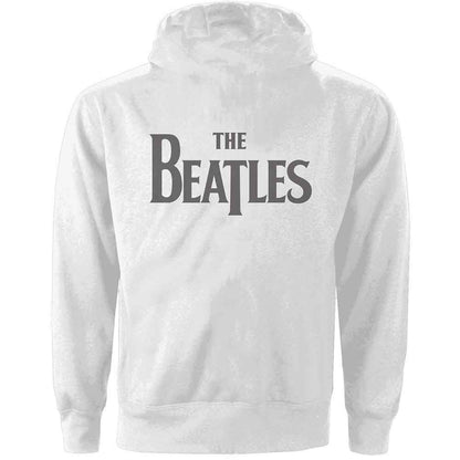The Beatles White Women's Zip Hoodie - Drop T Logo Backprint