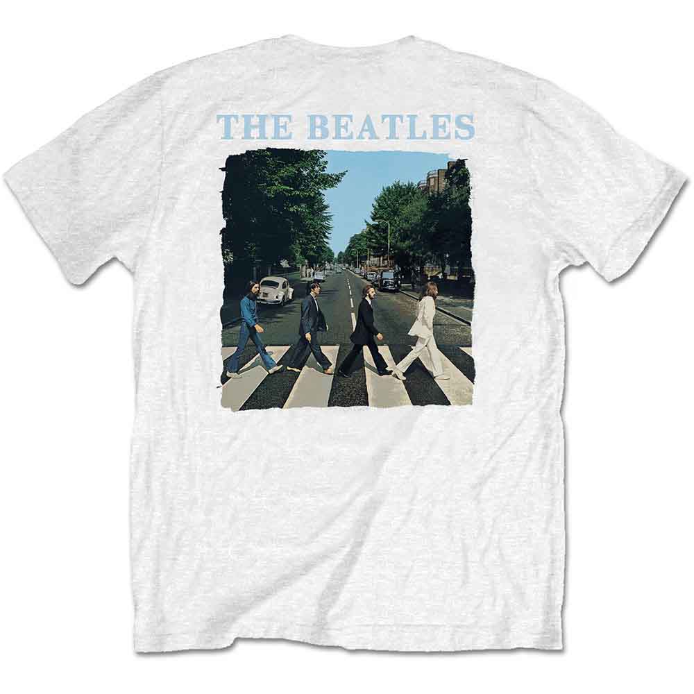 The Beatles White T Shirt - F&B Packaged Abbey Road & Logo