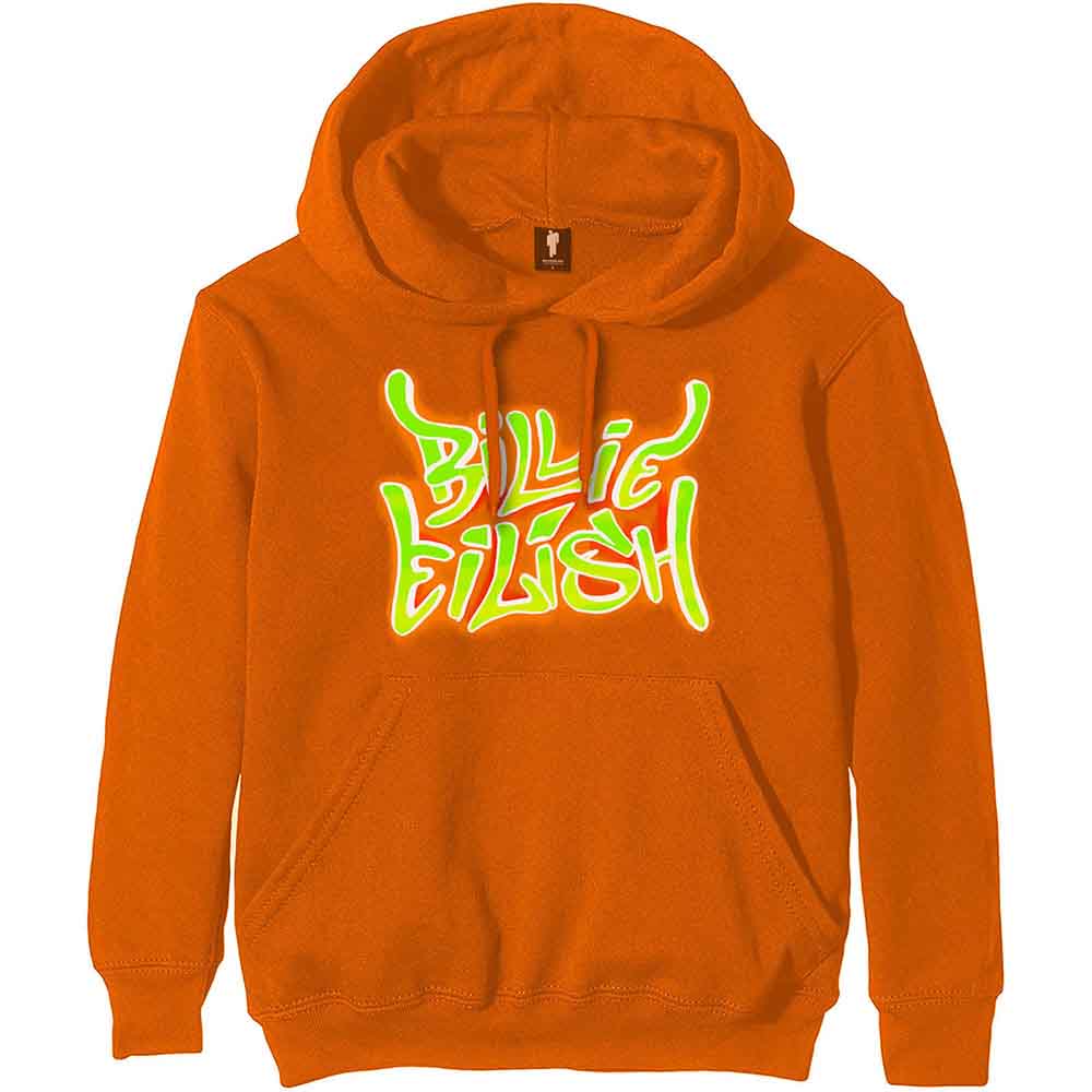 Billie Eilish Orange Pullover Hoodie - Airbrush Flames Blohsh