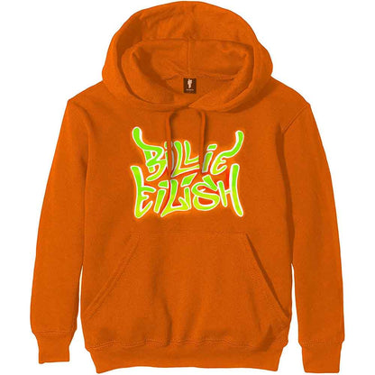Billie Eilish Orange Pullover Hoodie - Airbrush Flames Blohsh