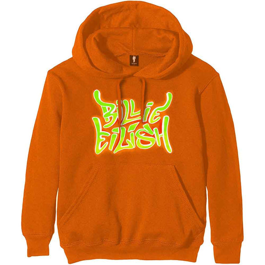 Billie Eilish Orange Pullover Hoodie - Airbrush Flames Blohsh