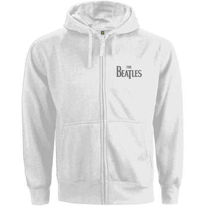 The Beatles White Women's Zip Hoodie - Drop T Logo Backprint