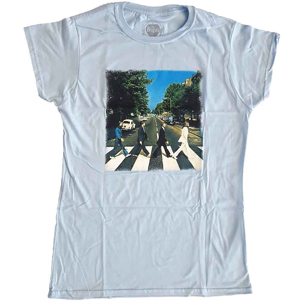 The Beatles Light Blue Women's T Shirt - Vtge Abbey Road