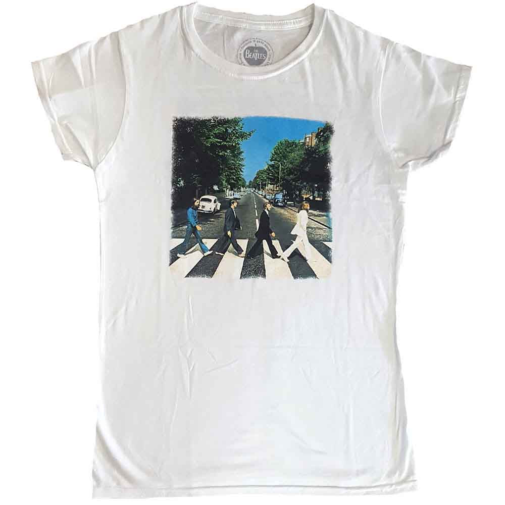 The Beatles White Women's T Shirt - Vtge Abbey Road