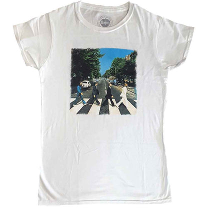 The Beatles White Women's T Shirt - Vtge Abbey Road
