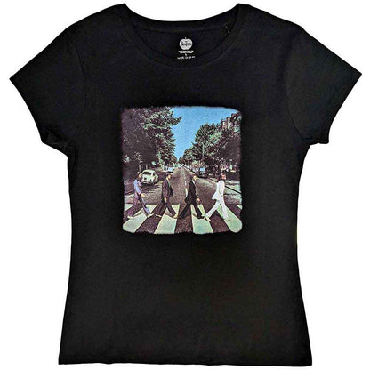 The Beatles Black Women's T Shirt - Vtge Abbey Road