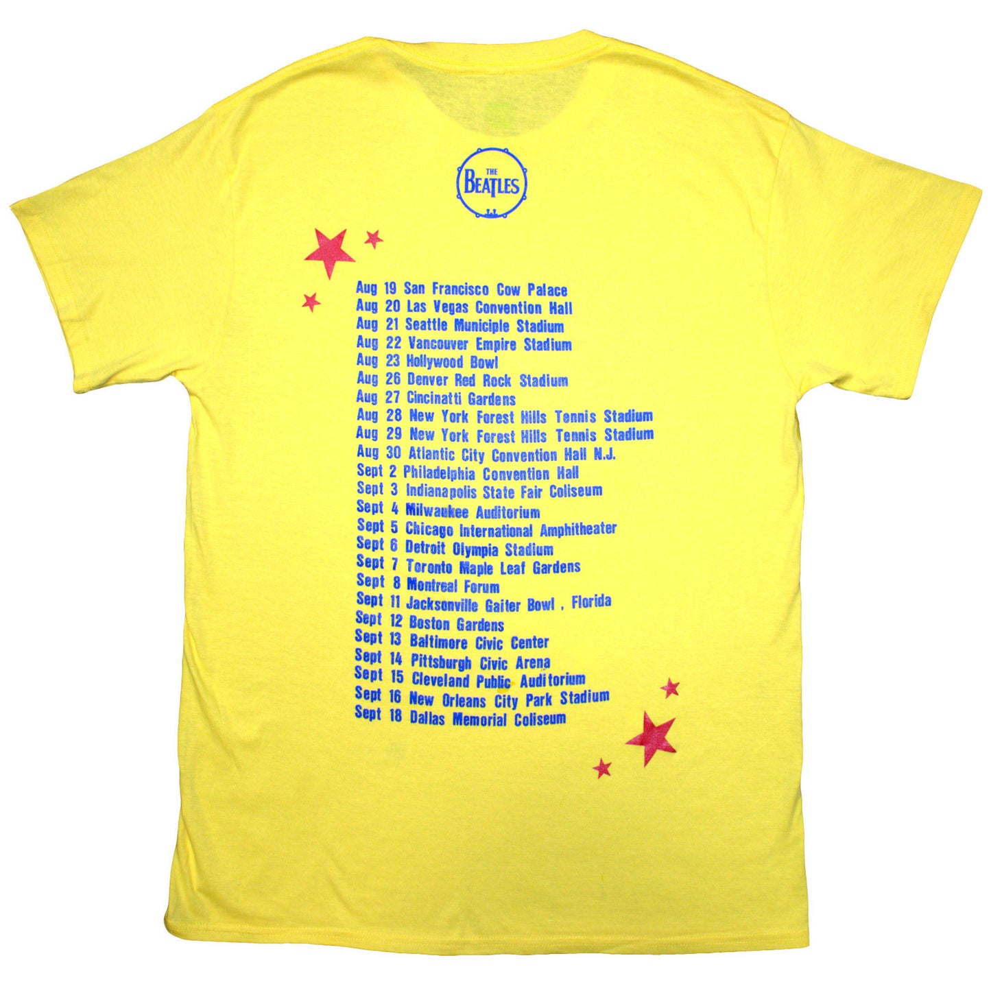 The Beatles Yellow T Shirt - American Tour '64