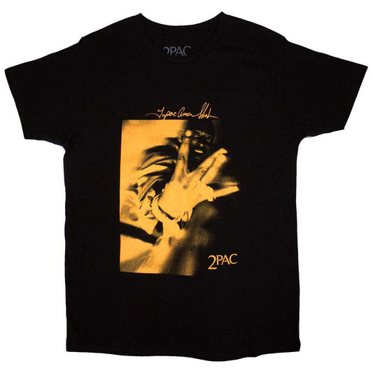 Tupac T Shirt - Fingers Orange Tone