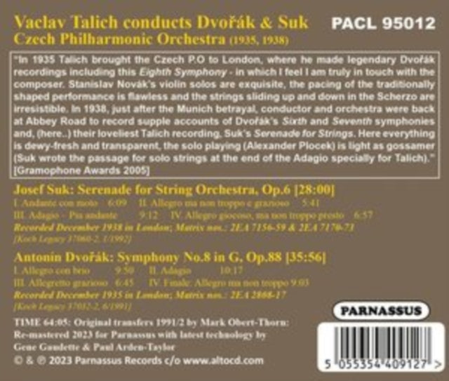 Vaclav Talich CD - Vaclav Talich Conducts Dvorak & Suk