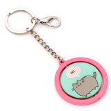 Pusheen Keyring - Pusheen The Cat Pink & Blue Hi . Bye Spinning Keyring