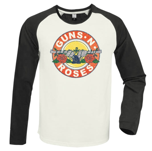 Guns N' Roses Baseball Jersey - Vintage Bullet White / Charcoal Amplified Vintage