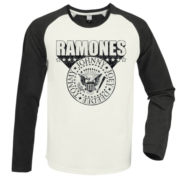 Ramones Baseball Jersey - 3D Crest White / Charcoal Amplified Vintage