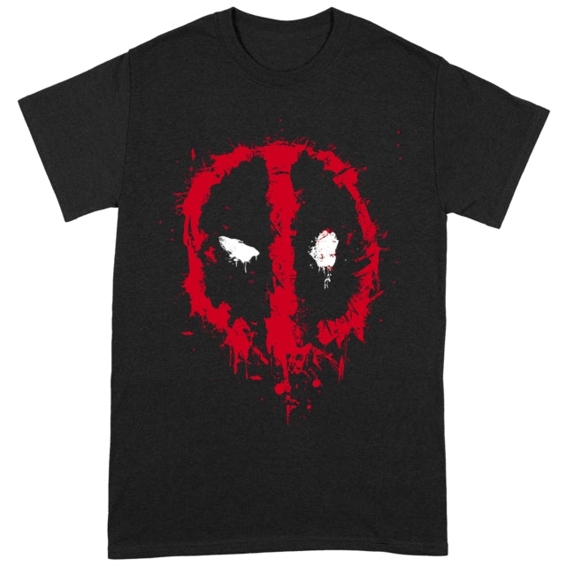 Deadpool T Shirt - Splat Face Large Black T-Shirt
