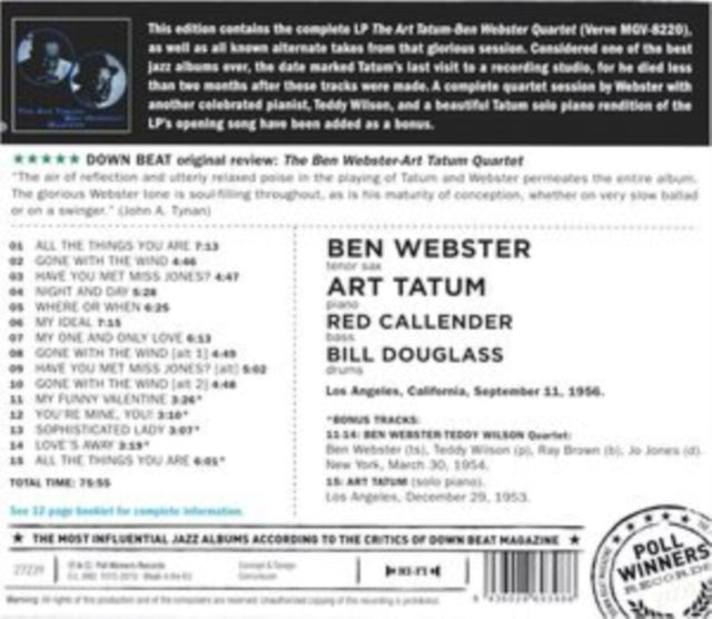 Ben Webster CD - Ben Webster - Art Tatum Quartet