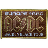 AC/DC Patches - Iron On - Europe 1980 Back In Black Tour