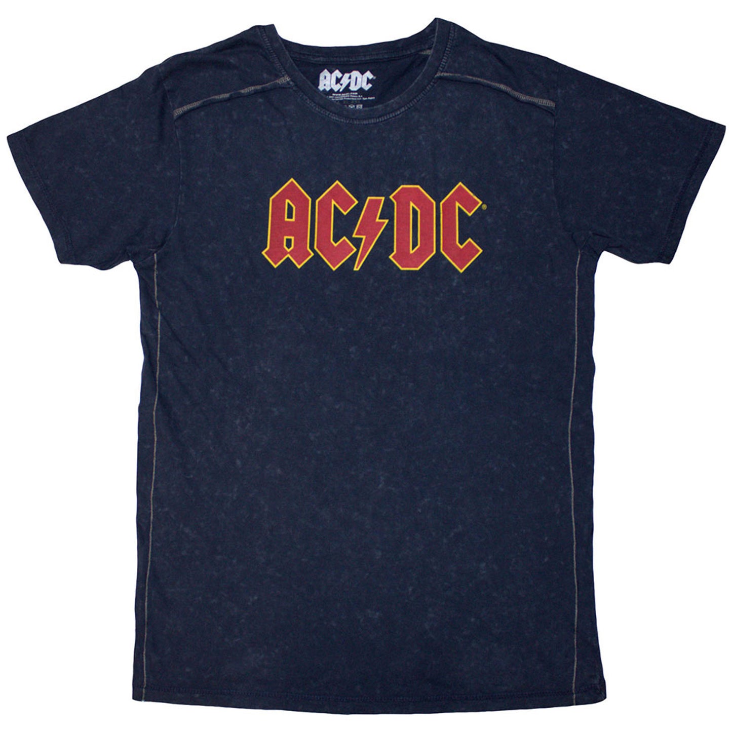 ACDC Navy T Shirt - Logo Snow Wash