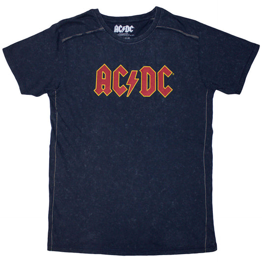 ACDC Navy T Shirt - Logo Snow Wash