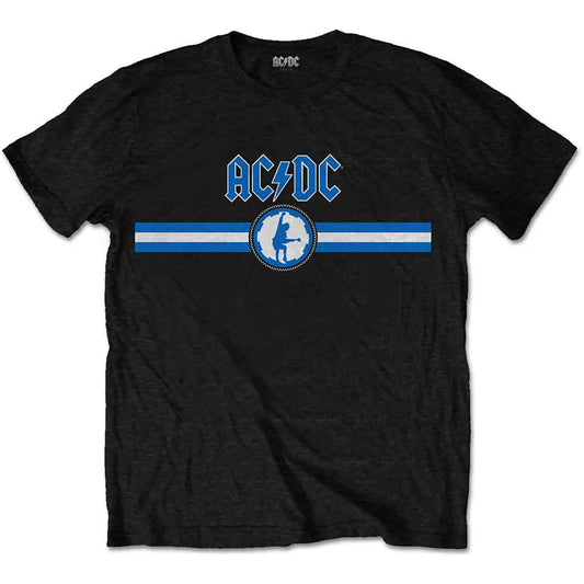 AC/DC T Shirt - Blue Logo & Stripe