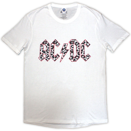 AC/DC Woman's T Shirt - Mono Leopard Print Logo