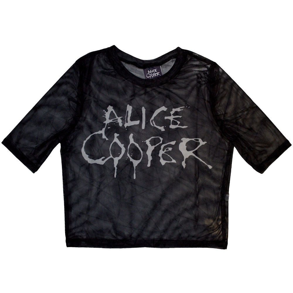Alice Cooper Women's Mesh Short Sleeve Crop Top - Dripping Logo