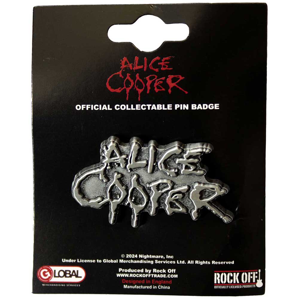 Alice Cooper Pin - Badge - Dripping Logo Silver