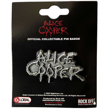Alice Cooper Pin - Badge - Dripping Logo Silver