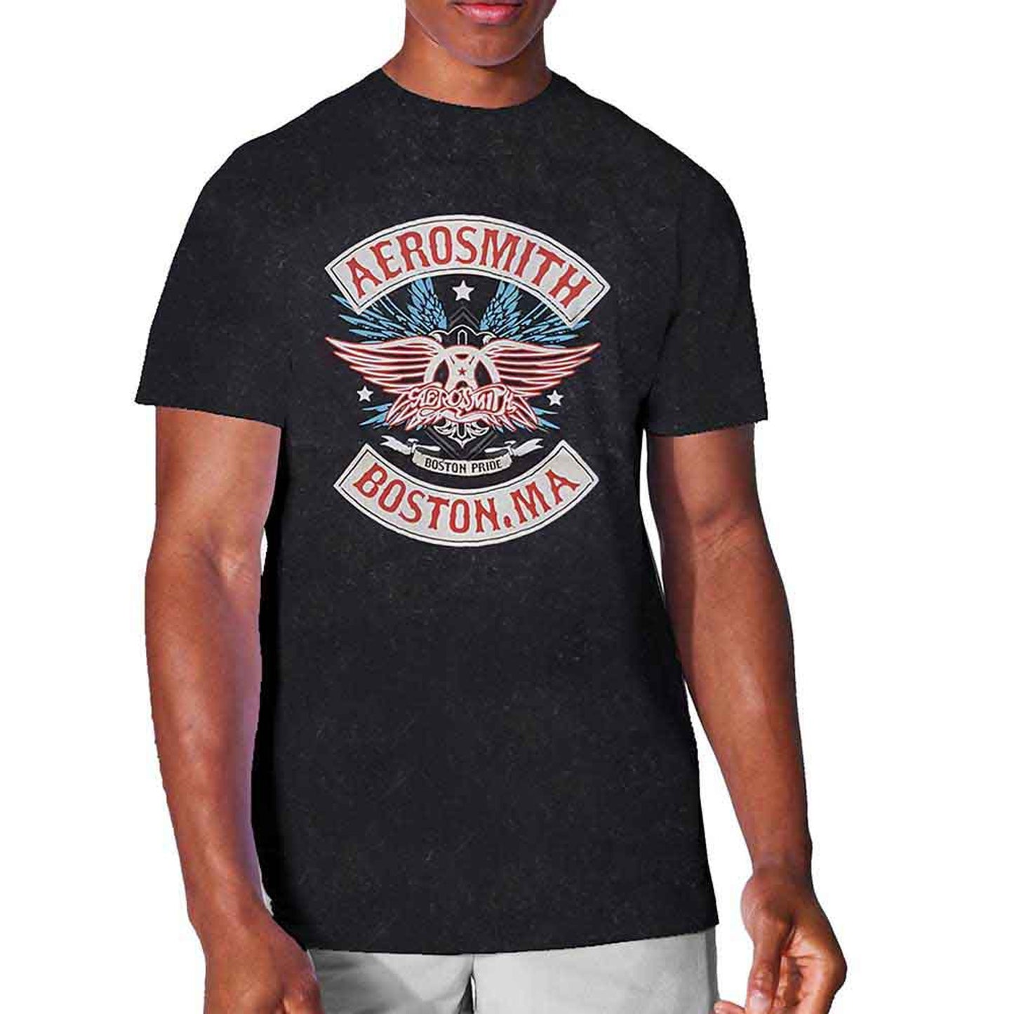 Aerosmith Black T Shirt - Boston Pride Snow Wash