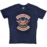 Aerosmith Navy T Shirt - Boston Pride Snow Wash