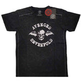 Avenged Sevenfold Black T Shirt - Logo Snow Wash