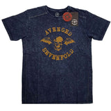 Avenged Sevenfold Navy T Shirt - Logo Snow Wash