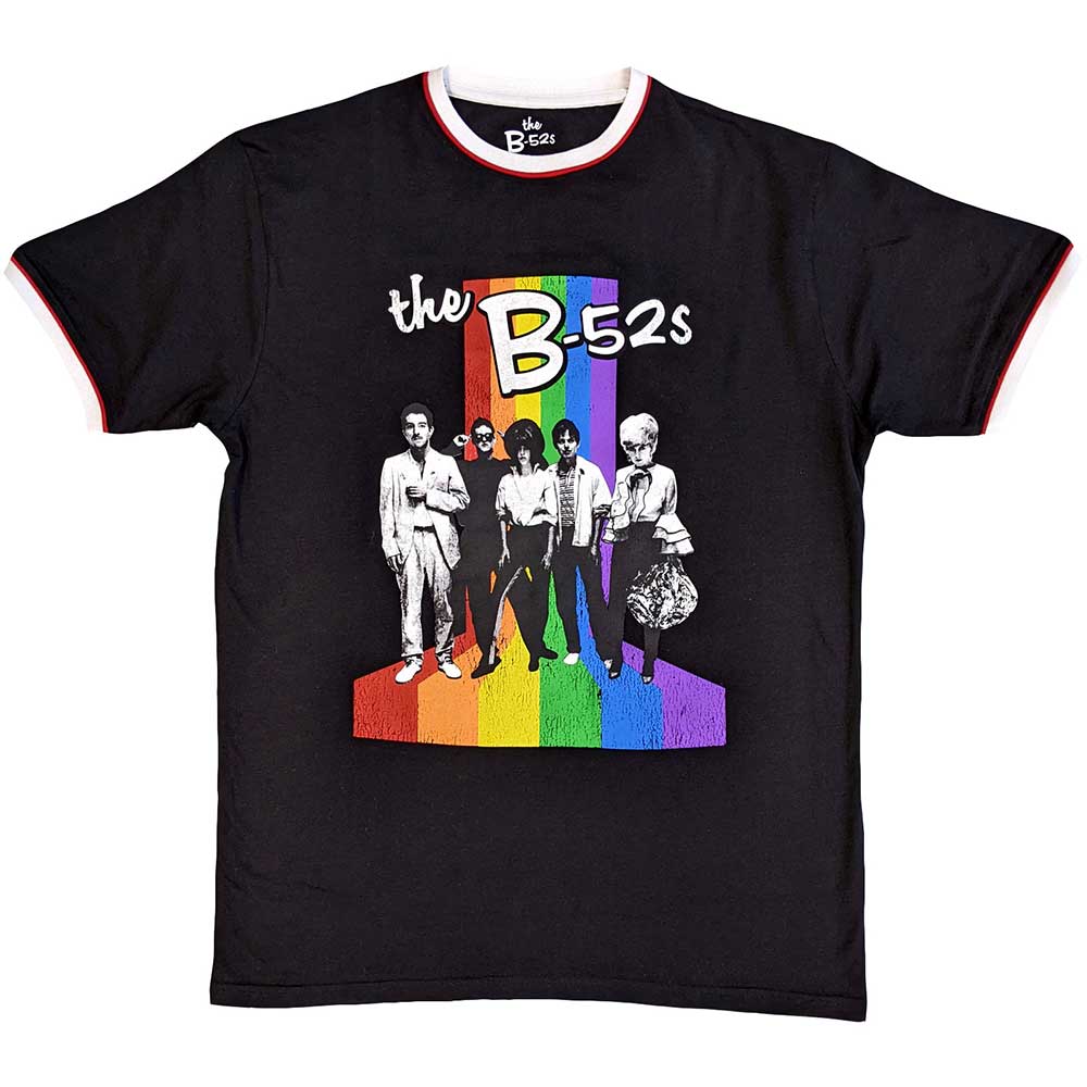 The B-52s T Shirt - Rainbow Stripes Ringer