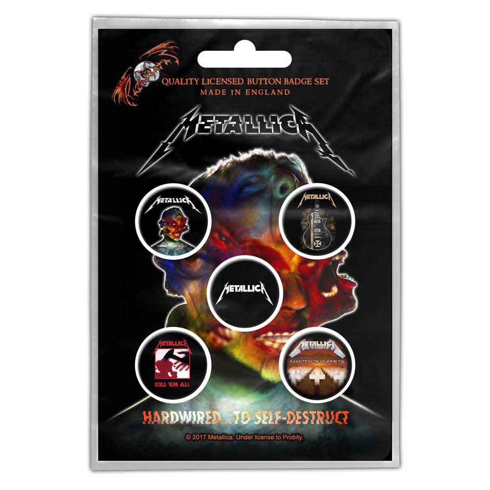 Metallica Plastic Pin Badge - Hardwired To Self Destruct
