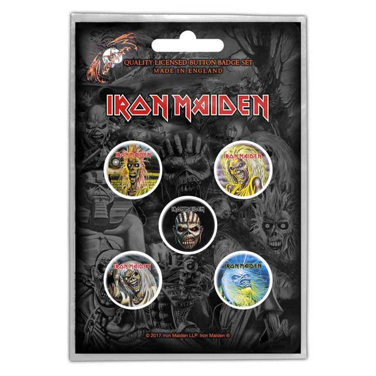 Iron Maiden  Plastic Pin Badge - The Faces Of Eddie