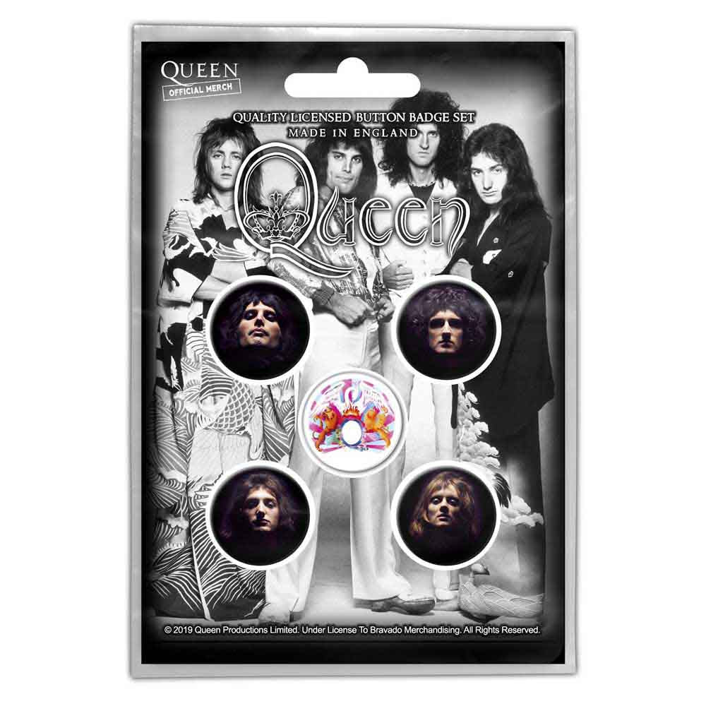 Queen Plastic Pin Badge - Faces