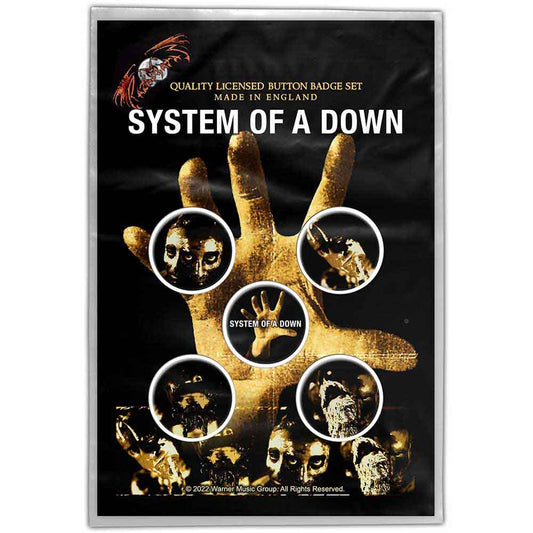 System Of A Down Plastic Pin Badge - Hand
