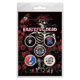 Grateful Dead Plastic Pin Badge - Skeleton & Rose